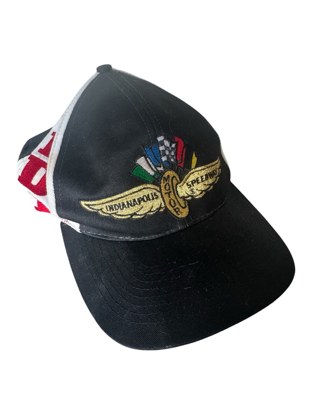 Vintage Indianapolis Motor Speedway Black Embroidered Racing Baseball Hat Cap